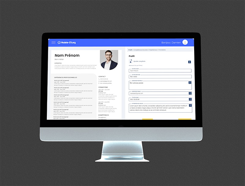 mock up builder modele cv